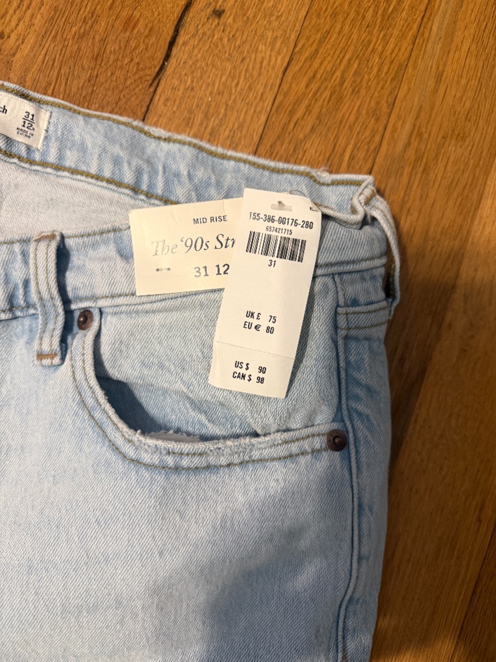 Abercrombie & Fitch 90s Straight Size 31/12 Light Wash